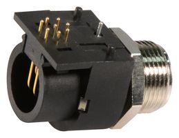 NORCOMP 861-008-113R004 Sensor Connector, VULCON Series, M12, Female, 8 Positions, PCB Socket, Straight Panel Mount