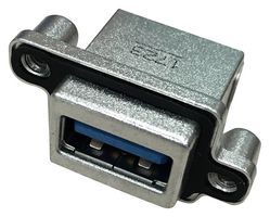 AMPHENOL COMMUNICATIONS SOLUTIONS MUSBR-3193-M0 USB Sealed Connector, USB Type A, USB 3.0, Receptacle, 9 Position, Panel Mount, IP67