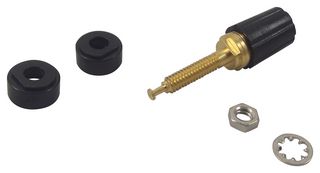 POMONA 3770-0 Binding Post, 3770 Series, 15 A, 2.5 kV, Gold Plated Contacts, Panel Mount, Black