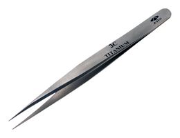 AVEN 18056TT Tweezers, Precision, Style 3C, Straight/Pointed, 110mm Overall Length, Titanium