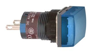SCHNEIDER ELECTRIC XB6ECV6BP LED Panel Mount Indicator, Square, Blue, 24 V, 16 mm, IP65