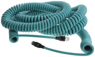 L-COM TRD815SZ-CD-8-48F Ethernet Cable, Coil, Cat5e, RJ45 Plug to RJ45 Plug, FUTP (Foiled Unshielded Twisted Pair), Teal