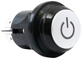E-SWITCH PB66EE2CR6N Industrial Pushbutton Switch, w/Power Symbol, PB66 Series, 25 mm, DPDT, Off-On, Round, Natural