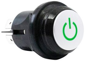 E-SWITCH PB66EE2CR6P31 Industrial Pushbutton Switch, w/Power Symbol, PB66 Series, 25 mm, DPDT, Off-On, Round, Natural