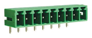 CAMDENBOSS CTBP93HE/9 Terminal Block, Closed Ended, Header, 3.81 mm, 9 Positions, Through Hole Right Angle