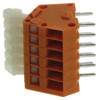 WAGO 233-506 Wire-To-Board Terminal Block, 2.54 mm, 6 Positions, 28 AWG, 20 AWG, 0.5 mm², Push In