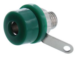 TENMA SPC15182 Banana Test Connector, Jack, Panel Mount, Nickel Plated Contacts, Green