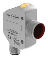 BANNER ENGINEERING Q4XTKLAF300-Q8 Photoelectric Sensor, 11.811", 655nm Red Laser, Background/Foreground Suppression/Proximity, Digital