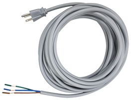 MULTICOMP PRO MC-459-DC Mains Power Cord, NEMA 5-15P to Free End, 6.1 m, 13 A, 125 VAC, Gray