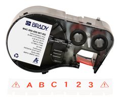 BRADY M4C-500-595-WT-RD Label Printer Tape, Adhesive, Red on White, 25' x 0.5", Vinyl