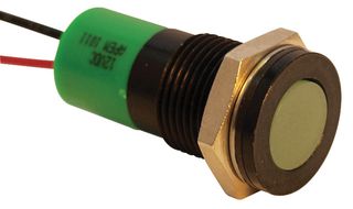 APEM Q14F3BXXHG220E LED Panel Mount Indicator, Green, 220 VAC, 14 mm, 3 mA, 250 mcd, IP67