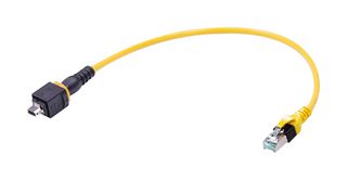 HARTING 33483447805010 Ethernet Cable, Cat6a, IX Type A Plug to RJ45 Plug, Yellow, 1 m, 3.3 ft