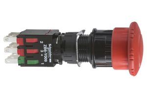 SCHNEIDER ELECTRIC XB6AS8349B Emergency Stop Switch, DPST-NC, SPST-NO, Turn to Release, Screw Clamp, 3 A, 120 V