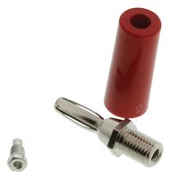 ABBATRON HH SMITH 212-102 Banana Test Connector, Plug, Cable Mount, 15 A, 1 kV, Nickel Plated Contacts, Red
