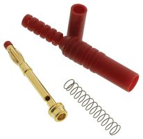 ABBATRON HH SMITH 289-102 Banana Test Connector, Plug, Cable Mount, Gold Plated Contacts, Red