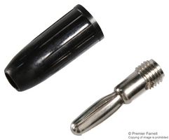 ABBATRON HH SMITH 455-103 Banana Test Connector, Plug, Cable Mount, 15 A, 1 kV, Nickel Plated Contacts, Black