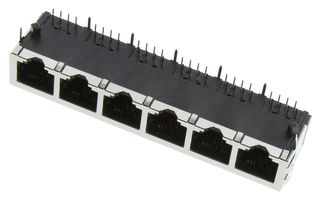 STEWART CONNECTOR SS71800-049F Modular Connector, RJ45 Jack, 1 x 6 (Ganged), 8P8C, Cat5e, Through Hole Mount