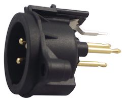 NEUTRIK NC3MAV XLR Connector, 3 Contacts, Plug, PCB Mount, Gold Plated Contacts, Plastic Body, A Series