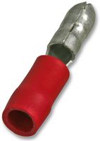 PRO POWER STMPD1-156 Bullet Terminal, 22AWG to 16AWG, 1.5 mm², Male Bullet, Red, PVC (Polyvinylchloride)