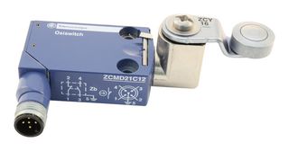TELEMECANIQUE SENSORS XCMD2117C12 Limit Switch, Roller Lever, SPST-NO, SPST-NC, 3 A, 50 V, 0.1 N, OsiSense XC Series