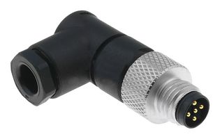 TELEMECANIQUE SENSORS XZCC12MCM50B Sensor Connector, OsiSense XZ Series, M12, Male, 5 Positions, Screw Pin, Right Angle Cable Mount