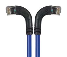 L-COM TRD695RA8BL-1 Ethernet Cable, Cat6, 90° RJ45 Plug to 90° RJ45 Plug, UTP (Unshielded Twisted Pair), Blue