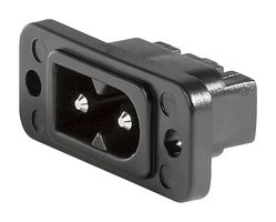 SCHURTER 6160.0101 IEC Power Connector, IEC C8, IEC C8 Inlet, 2.5 A, 250 VAC, Quick Connect, Snap-In, Flange Mount