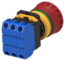 TE CONNECTIVITY - ALCOSWITCH PBES22N30R Emergency Stop Switch, 22mm, 3PST-NO, Maintained, Screw, 10 A, 24 V