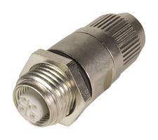 HARTING 21033412425 Sensor Connector, HARAX Series, M12, Female, 2 Positions, IDC / IDT Socket, Straight Panel Mount