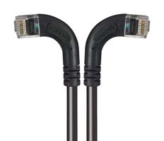 L-COM TRD695RA8BLK-15 Ethernet Cable, Cat6, 90° RJ45 Plug to 90° RJ45 Plug, UTP (Unshielded Twisted Pair), Black, 4.6 m