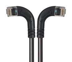 L-COM TRD695RA8BLK-2 Ethernet Cable, Cat6, 90° RJ45 Plug to 90° RJ45 Plug, UTP (Unshielded Twisted Pair), Black