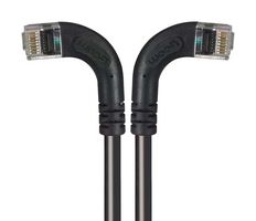 L-COM TRD695RA8BLK-7 Ethernet Cable, Cat6, 90° RJ45 Plug to 90° RJ45 Plug, UTP (Unshielded Twisted Pair), Black, 2.1 m