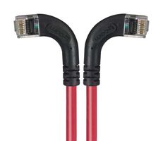L-COM TRD695RA8RD-20 Ethernet Cable, Cat6, 90° RJ45 Plug to 90° RJ45 Plug, UTP (Unshielded Twisted Pair), Red, 6.1 m