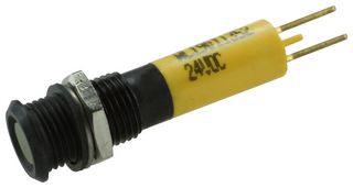 WAMCO WL-19011352 LED Panel Mount Indicator, Black Chrome Bezel, Yellow, 24 VDC, 8 mm, 20 mA, 10 mcd, IP67