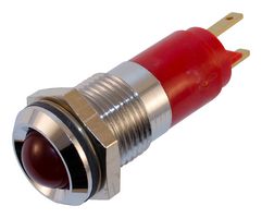 WAMCO WL-19210350 LED Panel Mount Indicator, Satin Chrome Bezel, Red, 24 VDC, 14 mm, 20 mA, 160 mcd, IP67
