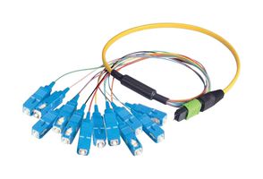L-COM MPM12S-SC-05 Fiber Optic Cable, Singlemode, OS1, 12 Fibers, 9µm / 125µm, 19.7"