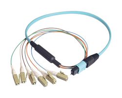L-COM MPM6OM3-LC-5 Fiber Optic Cable, Multimode, OM3, 6 Fibers, 50µm / 125µm, 16.4 ft
