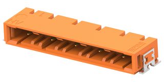 TE CONNECTIVITY - ERNI 524233-E Connector, Orange, ERNI VolTron 1000 Series, 5 Contacts, 6.2 mm, Header, Surface Mount Right Angle