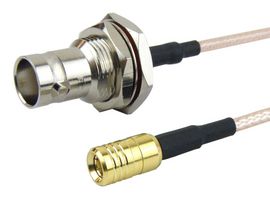 FAIRVIEW MICROWAVE FMC1638316-72 RF / Coaxial Cable Assembly, 6 ft, 1.82 m, RG316, SMB Plug, BNC Bulkhead Jack, 50 ohm