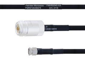 FAIRVIEW MICROWAVE FMHR0045-72 RF / Coaxial Cable Assembly, 6 ft, 1.82 m, RG223, N Type RP Jack, SMA RP Plug, 50 ohm