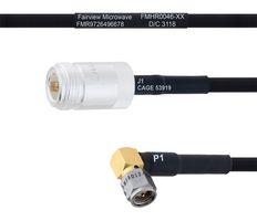 FAIRVIEW MICROWAVE FMHR0046-18 RF / Coaxial Cable Assembly, 18 ", 457.2 mm, RG223, N Type RP Jack, SMA RP Right Angle Plug
