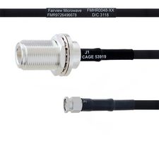 FAIRVIEW MICROWAVE FMHR0048-100CM RF / Coaxial Cable Assembly, 3.3 ft, 1 m, RG223, N Type Bulkhead Jack, SMA RP Plug, 50 ohm