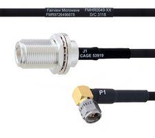 FAIRVIEW MICROWAVE FMHR0049-100CM RF / Coaxial Cable Assembly, 3.3 ft, 1 m, RG223, N Type Bulkhead Jack, SMA RP Right Angle Plug