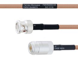 FAIRVIEW MICROWAVE FMHR0059-60 RF / Coaxial Cable Assembly, 5 ft, 1.52 m, RG400, BNC RP Plug, N Type RP Jack, 50 ohm