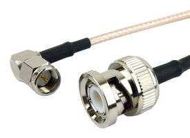 FAIRVIEW MICROWAVE FMC0408315-72 RF / Coaxial Cable Assembly, 6 ft, 1.82 m, RG316, SMA Right Angle Plug, BNC Plug, 50 ohm