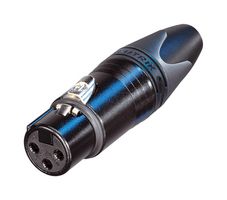 NEUTRIK NC3FXX-B-D XLR Connector, Black, 3 Contacts, Jack, Cable Mount, Gold Plated Contacts, Zinc Body, XX Series