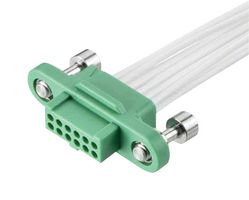 HARWIN G125-FC11205F1-0450L Cable Assembly, Black / Green, Gecko Screw Lock Receptacle to Free End, 12 Positions, 1.25 mm