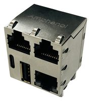 AMPHENOL COMMUNICATIONS SOLUTIONS RJE7G5AA131111 Modular Connector, RJ45 Jack with USB A + USB C, 1 x 5 (Ganged), 10P10C, Cat5, Through Hole Mount