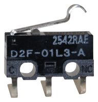 ARATAS (FORMERLY OMRON COMPONENTS) D2F-01L3-A Microswitch, Ultra Subminiature, Simulated Roller Lever, SPDT, PC Pin, 100 mA, 30 V