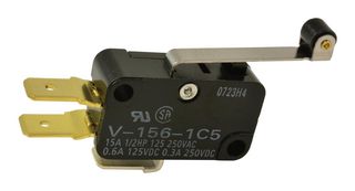 ARATAS (FORMERLY OMRON COMPONENTS) V-156-1C5 Microswitch, Miniature, Hinge Roller Lever, SPDT, Quick Connect, 15 A